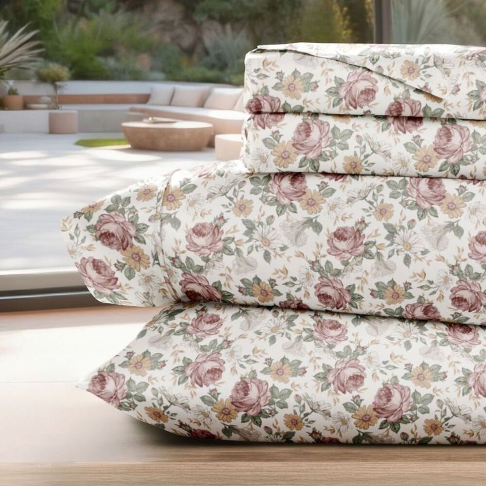 Becky Cameron - Delicate Blossoms Floral Patterned Ultra-Soft 4 Pi Pink